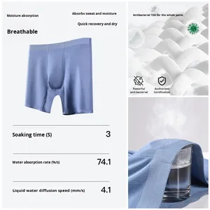 Ropa Interior Deportiva para Hombre, Calzoncillos Largos Ajustados, Anti-Rozaduras, Transpirables, Talla Grande, Cintura Media, Tejido de Punto - Product Image 4