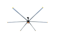 Ventilateur de plafond industriel HVLS en aluminium de 16 pieds avec 6 pales en aluminium, moteur PMSM, grand volume d'air et contrôle par application