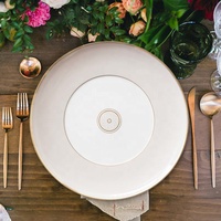 Großhandel nordische Keramik platte Bone China Porzellan Geschirr mit Goldrand