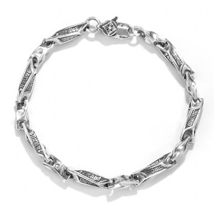 Pulsera y Collar de Plata de Ley S925 al por Mayor para Hombre, Estilo Retro, con Mantra <span class=keywords><strong>Om</strong></span> Mani <span class=keywords><strong>Padme</strong></span> Hum, Joyería Punk Rock Hiphop - Product Image 1