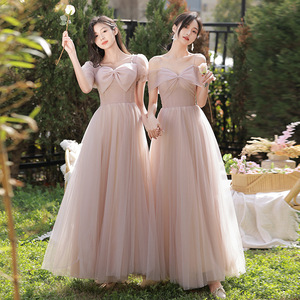 Pink Bridesmaid Dress A-Line Tulle Sweetheart Neckline Empire Waist Long Evening Gown For Bridal Party - Product Image 4