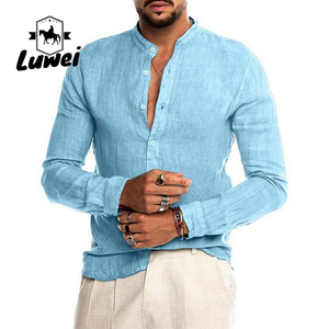 Cárdigan de Algodón Informal para Hombre, Camisa Estampada de Manga Larga con Solapa y Botonadura Única, Ropa Nueva - Product Image 6