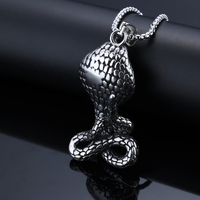 Acier inoxydable Rétro Cobra Python Serpent Collier Déclaration Serpent Bijoux Gothiques Bijoux en Acier Inoxydable