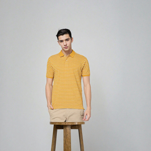 Camisetas Polo a Rayas para Hombre, de Alta Demanda, Color Amarillo, Tela de Algodón, Manga Corta, Estilo Pullover, para Golf - Product Image 3