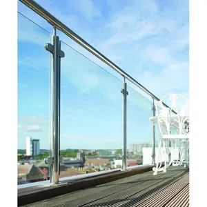 Modern Mooi Balkon Terras Reling Baluster Ontwerp Roestvrijstalen Balustrades & Leuningen Glazen Reling