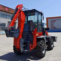 KUUGAO Mini Backhoe Wheel Loader Shovel Digger 4x4 Excavator Teleskopik Front Loader Mesin Diesel Pompa Hidrolik Bucket 0.5m
