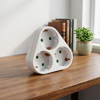 Adaptateur multiprise Schuko blanc 16A 250V 3 prises Répartiteur de courant Max 3500W Volet de sécurité vert Protection enfant
