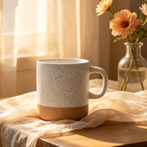 Mug à café en céramique blanc moucheté EffiPrint Print Demand, personnalisé et esthétique, base naturelle, compatible micro-ondes et lave-vaisselle, style américain - Product Image 6