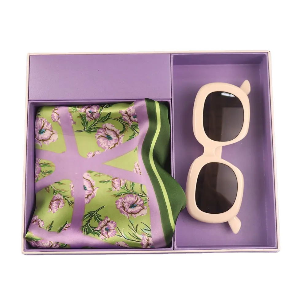 oem logo purple scarf gift Set for woman Mother's birthday gift 2023