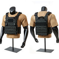 Gilet tactique à dégagement rapide unisexe léger porte-plaques Molle avec dos ergonomique en polyester noir