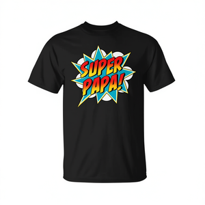 T-shirt Super Papa Super-héros de bande dessinée pour homme adulte, manches courtes, col rond, impression sérigraphiée, pour réunions de famille et fêtes - Product Image 2