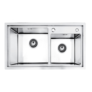 Fregadero de cocina cuadrado de acero inoxidable 304 al por mayor, fregadero doble desigual de lujo para apartamento - Product Image 1