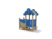 Aire de jeux extérieure aspect bois avec toboggan en acier galvanisé et panneau en PE certifié TUV 265x250x310cm pour maternelle et préscolaire