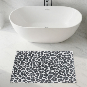 Alfombra de Baño y Ducha Nayali de 70x120 cm, Tejida con Hilo Teñido Jacquard, Alfombra de Baño de Algodón Turco Absorbente Premium, Color Crudo, Gris Plateado - Product Image 1