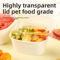 Boîte à fruits et à repas jetable, biodégradable, compatible micro-ondes, en papier kraft de qualité alimentaire, carrée, haut de gamme, tendance