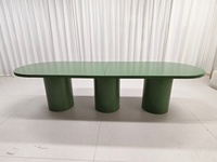 Table à manger contemporaine personnalisée pour hôtel ou villa, plateau et base en acier inoxydable, mobilier de salle à manger ovale