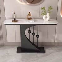 Console d'entrée moderne de luxe léger, plateau en pierre et marbre, table d'appoint de porche à structure métallique, mobilier de salon