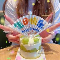 Bougies d'anniversaire, accessoires créatifs en forme d'éventail pour l'ambiance festive, décoration avec message de bénédiction à dépliage automatique