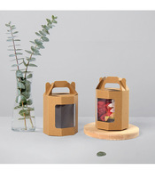 Boîte cadeau personnalisée de luxe, portable, pliable, en papier kraft avec fenêtre transparente, pour l'emballage de fleurs, pour mariage
