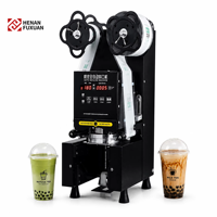 Machine de scellage de gobelets entièrement automatique de 90-95 mm pour thé au lait Boba, jus, boissons, café aux perles, en plastique PP, idéale pour les petites entreprises et les cafés.