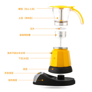 เครื่องชงกาแฟไฟฟ้า L-Beams รุ่น Moka Pot สีแดง ขนาด 3-6 ถ้วย สำหรับใช้ในบ้าน - Product Image 4