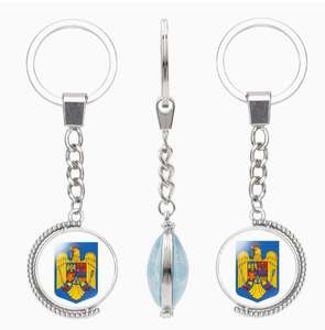 Porte-clés rotatif double face avec drapeau <span class=keywords><strong>de</strong></span> la Slovaquie, <span class=keywords><strong>armoiries</strong></span> nationales, pierre précieuse, accessoire créatif - Product Image 5