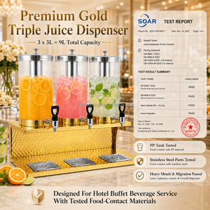 XINGPAI Arabic Hotel Supplies Stainless Steel 3 Tanks Nine Liters Gold Luxury Juice <strong>Dispenser</strong> <strong>Beverage</strong> <strong>Dispenser</strong> - Product Image 3