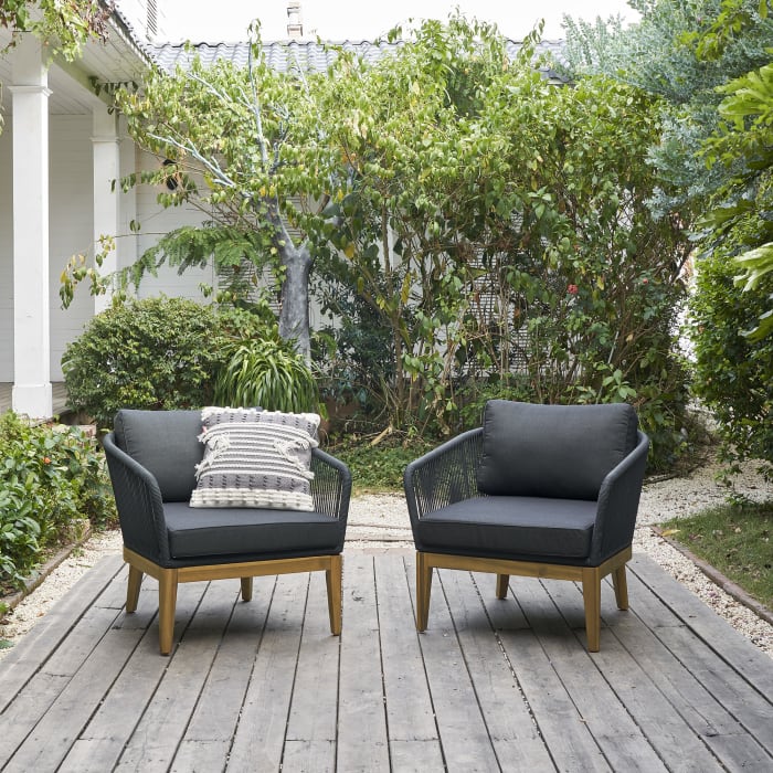 new fashion design solid wood frame lounge chair set teak garden chairs set