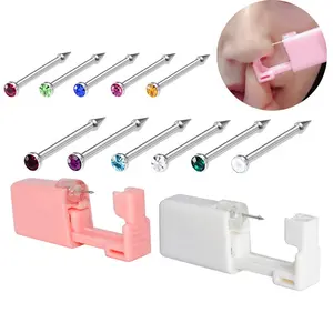 Gaby profissional nariz auto unha piercing ferramentas kit flor rosa nariz piercing arma