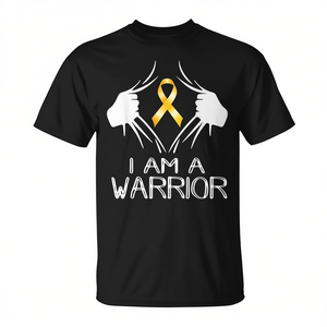 T-shirt con nastro dorato per la consapevolezza del cancro infantile I Am A Warrior - Product Image 2