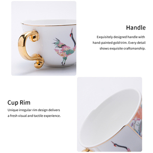 ชุดถ้วยกาแฟเซรามิกสไตล์จีนแบบใหม่ - รูปทรงไม่สม่ำเสมอ 2 ถ้วย 2 จานรอง ของขวัญ - Product Image 5