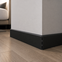Plinthe WPC WYRAX noire 70 mm moderne, assortie au revêtement de sol SPC, pour hôtel, chambre, usage commercial