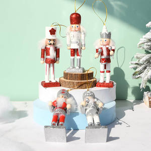 Ensemble de 5 marionnettes de Noël en bois de style européen, écologiques, de couleur rose brillant, de 13 cm, en forme de <span class=keywords><strong>casse</strong></span>-<span class=keywords><strong>noisette</strong></span>, ornements de Noël - Product Image 2