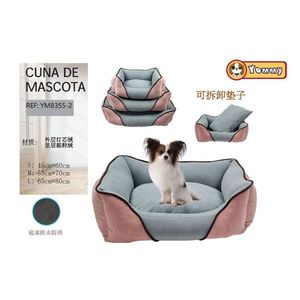 Set di Tre Pezzi per Cuccia per Cani in Velluto a Coste e Pile, Lettini per Animali Domestici Rosa - Product Image 1