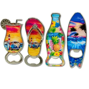 Customized logo tourism souvenir metal magnet beer opener summer beach blank stainless steel bottle opener