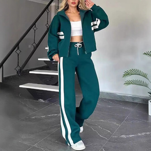 Ensemble de survêtement zippé rayé blanc pour femme, vêtements de sport décontractés, tailles S M L XL 2XL 3XL 4XL 5XL, Europe, Amérique, Asie du Sud-Est - Product Image 4