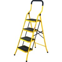 Escalier d'usine à bas prix EN 131 Échelle en acier pliable jaune stable pour l'entretien ménager