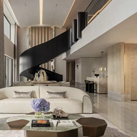 Servicio de Diseño de Interiores de Lujo Moderno, Diseño Personalizado, Renderizado 3D, Dibujo CAD para Escaleras, Sala de Estar, Comedor, Vivienda Residencial