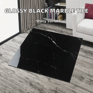 Ladrillo de Porcelana Moderno de Lujo 80*80, Negro Brillante Pulido, Esmaltado, Antibacteriano, Aislante Térmico, 8MM de Grosor para Habitaciones - Product Image 2