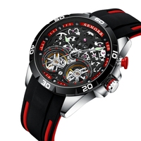 Montre-bracelet de sport de luxe SENORS pour homme, boîtier en alliage 44MM, bracelet en silicone, cadran analogique en cristal, mouvement mécanique automatique, étanche