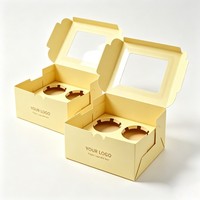 Boîte à gâteau jaune en gros, boîte cadeau, boîte à cupcakes blanche, boîte d'emballage pour cupcakes avec couvercle transparent en PVC