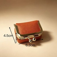 Mini pochette multifonctionnelle à fermoir Kiss Lock, couleur unie, en cuir PU, petite bourse carrée pour monnaie, bijoux et rouge à lèvres
