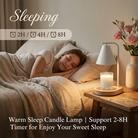 Lampe de lecture chauffe-cire minimaliste avec abat-jour conique, variateur rotatif, veilleuse de chevet sur base en bois