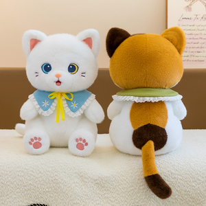 Peluche chat mignon en gros avec collier floral et nœud, idéal pour cadeau de naissance, de mariage, de fête, récompense de <span class=keywords><strong>maternelle</strong></span> ou cadeau pour enfants - Product Image 3