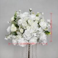 Boule de fleurs artificielles blanches en gros pour centre de table, décoration de fond pour mariage, anniversaire, banquet
