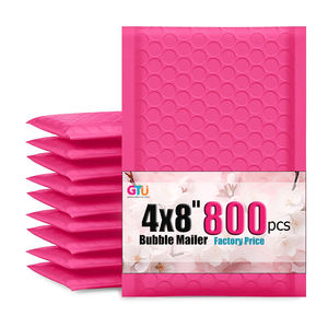 Enveloppes à bulles écologiques en polyéthylène en gros, 4x8 pouces, paquet de 800 pièces, rose vif, rembourrage à bulles, petites enveloppes à bulles rembourrées - Product Image 1