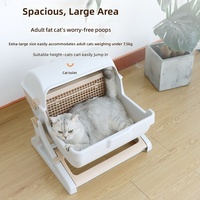 Bac à litière semi-fermé pour chat, toilette pour chat sans bêchage avec système de tamisage, bac à litière durable en PP pour toutes les saisons