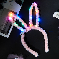 Serre-tête en peluche à 14 lumières en forme d'oreilles de lapin, avec effet lumineux clignotant, idéal pour les fêtes de Noël – Nouvelle fonctionnalité en gros