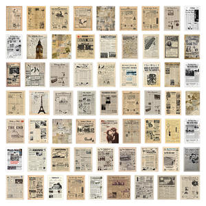 60 autocollants décoratifs imperméables, style affiche rétro, motif journal ancien, <span class=keywords><strong>magazine</strong></span> européen et américain, pour carnet et fond d'écran - Product Image 5