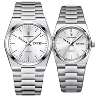 Montre-bracelet à quartz Poedagar 930+786 pour les amoureux de la mode, avec aiguilles lumineuses, calendrier, étanche, de luxe, en acier inoxydable, pour couple